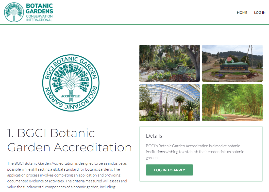 BGCI botanic Garden Accreditation